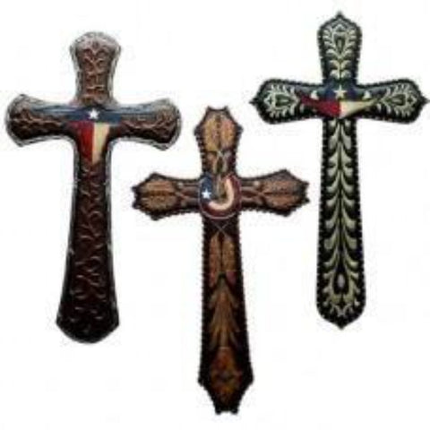 Texas Leather Look 16" Wall Cross Set Of 3