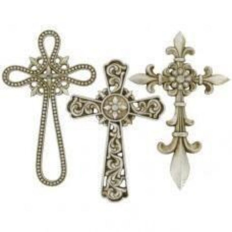 Silver Small Diamond Cross Set of 3