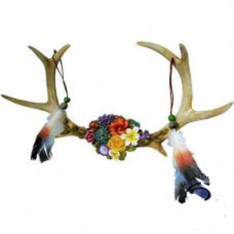 Double Antler with Flowers
