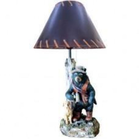 Black Bear with Dog Lamp with Shade
