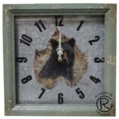 Black Bear on Metal Clock