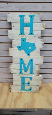 Texas Home Teal Wood Sign
