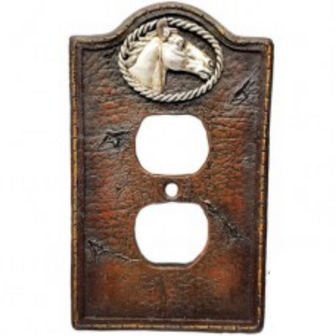 Silver Horse Wall Socket Plate Cover