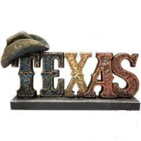 Texas Word with Hat Figurine